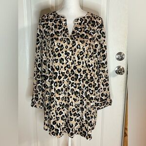 Women's Wonderly Cheetah Animal Print Blouse Shirt Top Plus Size 4X NWT